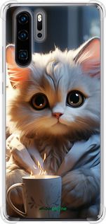 Чохол на Huawei P30 Pro Білий кіт "5646sp-1621-2448"