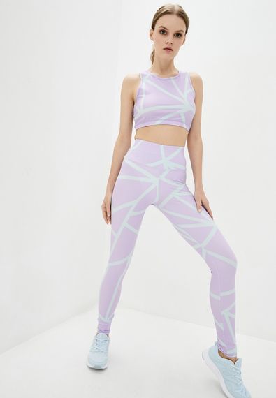 Спортивный топ 4Profi без рукавов c принтом  "Геометрия" фиолет/мята размер M бифлекс 16855 | Зображення 1