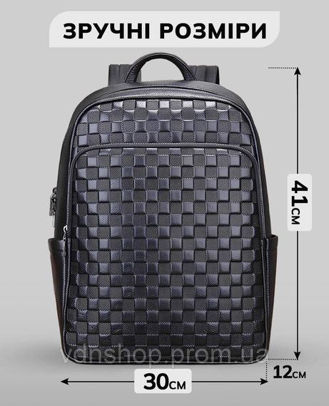 Рюкзак чоловічий шкіряний 30х41х15, міський наплічник для ноутбука та документів Tiding Bag 63989 чорний | Зображення 3