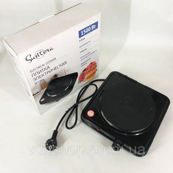 Плити для приготування Suntera SP-1930 черная, Плита побутова портативна, Електроплита на 1 конфорку RA-75 | Зображення 3