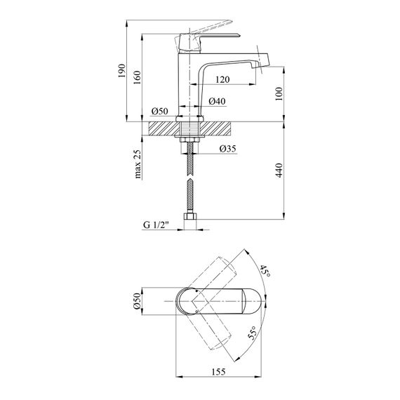 Змішувач для раковини Kroner KRM Armada - C010 (CV024309) | Зображення 1