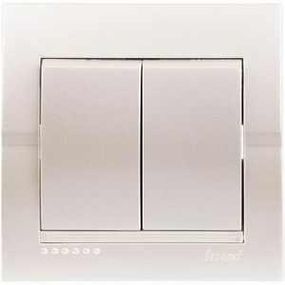 DERIY перлинно-білий металік Вимикач внутрішній 2кл Лезард