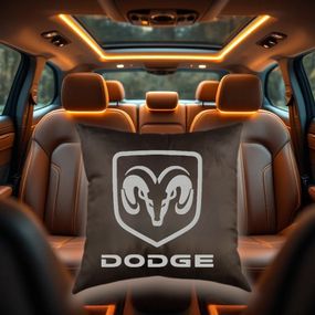Авто Подушка з вишивкою логотипу марки додж Dodge коричневий автомобілісту 00454