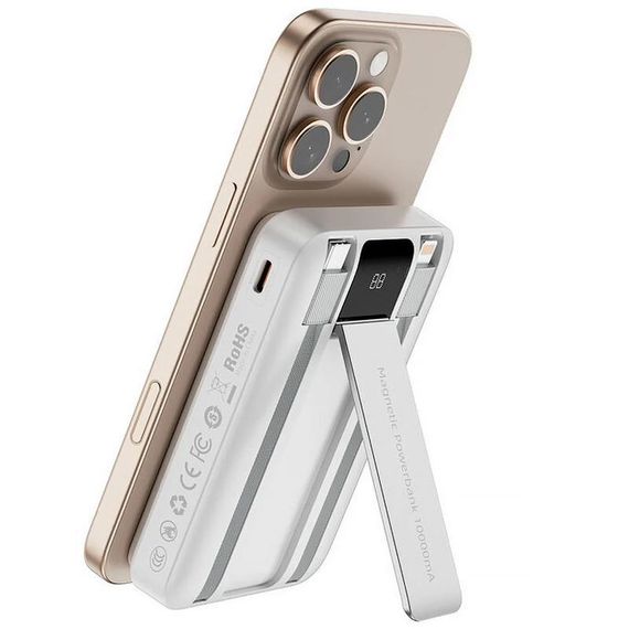 Портативное ЗУ Power Bank WIWU Wi-P061 22.5W+PD20W с БЗУ+iWatch with cable 10000 mAh White | Зображення 1
