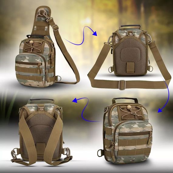 Тактическая сумка-рюкзак через плечо с Cordura 900D, камуфляж, GB-729 трансформер, MOLLE | Зображення 1