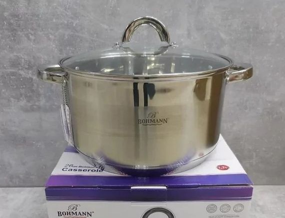 Кастрюля Bohmann BH-1424, 6.6 л, 24 см, из нержавеющей стали с крышкой, для всех типов плит | Зображення 9