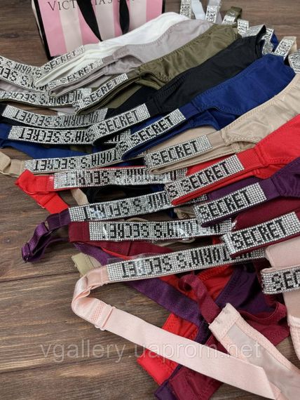 Жіночі трусики Вікторія Сікрет зі стразами Чорні трусики бразиліана Victoria's Secret XL | Зображення 2