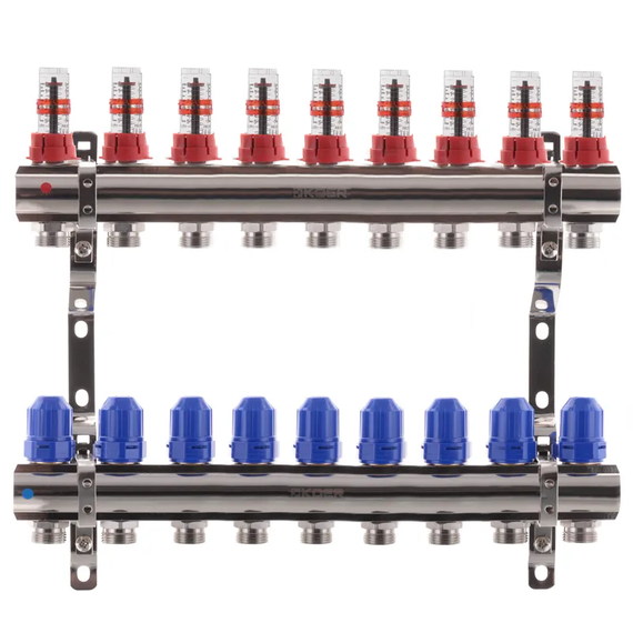 Колекторний блок з витратомірами Koer KR.1110-09 1"x9 ways (KR2646)
