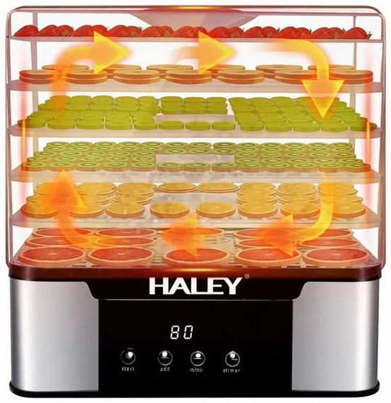 Електросушарка для овочів і фруктів HALEY HY-9802, дегідратор для продуктів | Зображення 3