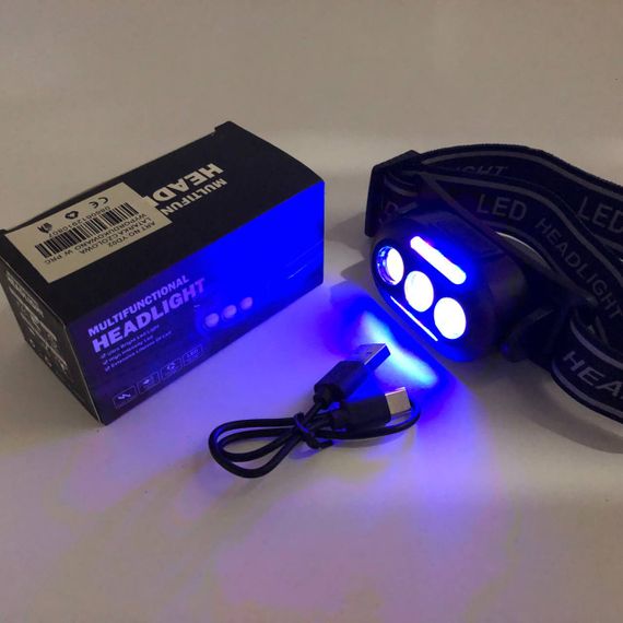 Налобний ліхтар з usb зарядкою YD02-COB (White+red+blue), Ліхтарик на голову для роботи PQ-45 | Зображення 2