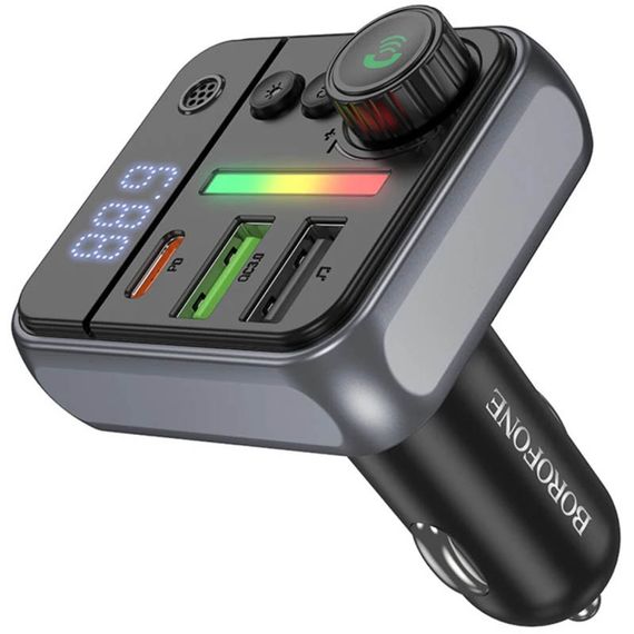 АЗУ FM модулятор Borofone BC50 Ascenso PD20W+QC3.0 total 38W (2USB-A/1C) Black | Зображення 1