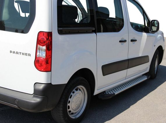 Бокові пороги Allmond Grey (2 шт., алюм.) для Citroen Berlingo 2008-2018 рр