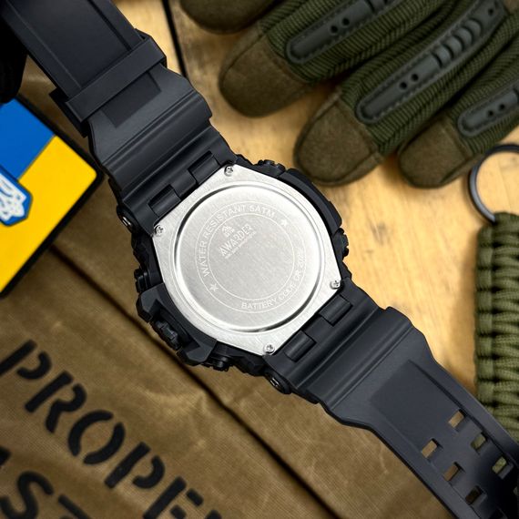 Спортивний чоловічий годинник Awarder 003BKDPS ДПС Чорний + Коробка | Зображення 1