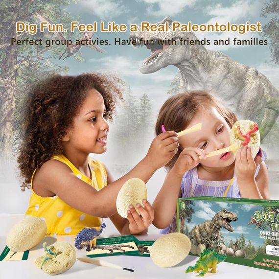 STEM набір археолога для розкопок “Яйця динозаврів” з 12 фігурками, ігровим полем, картками та інструментами для дітей 5–10 років | Зображення 2