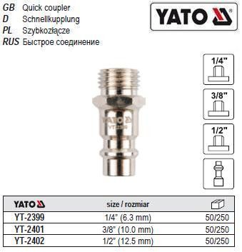 Швидкознімний кінцевик YATO Польща зовнішя різьба Ø=1/4" YT-2399