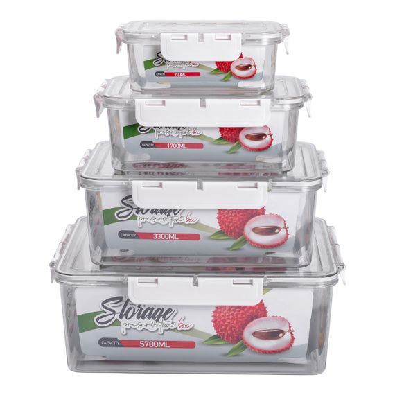 Набір контейнерів для їжі 0.7/1.7/3.3/5.7 л 4 шт з кришками на засувках HP-27-5 | Зображення 3