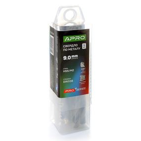 Свердло для металу HSS/M2 (6542) Ø 9,0 мм (тубус, кратність5 шт.) PRO APRO 8306881