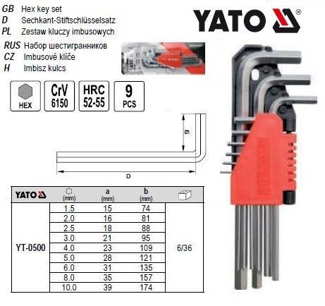 Набор ключей шестигранных ключи шестигранники 9 штук YATO YT-0500 | Зображення 2