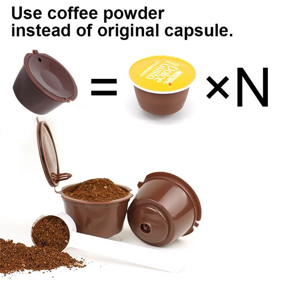 Многоразовая кофейная капсула для Nescafe Dolce Gusto/Nespresso — 1 шт. с фильтром, экологическая. Коричневая. | Зображення 3