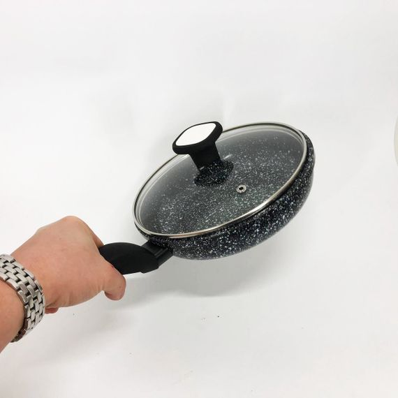 Сковорода із кришкою 20 см світлий граніт UNIQUE UN-5113 | Антипригарна сковорода Гранітна сковорода | Зображення 6