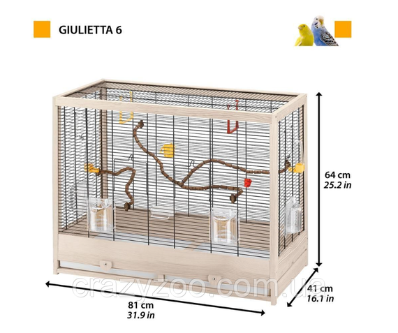 Клетка для канареек и маленьких птиц Ferplast Giulietta 6 деревянная 81x41x64 см 52067217 | Зображення 1