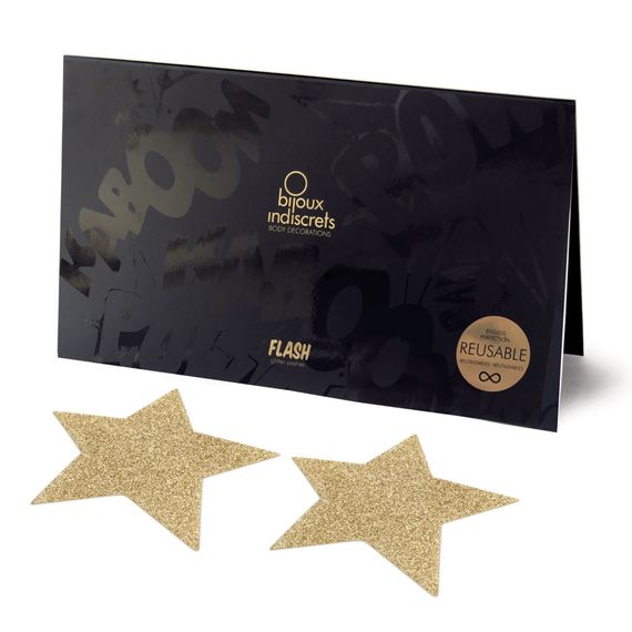 Пестіс - стикини Bijoux Indiscrets - Flash Star Gold, наклейки на соски, One size