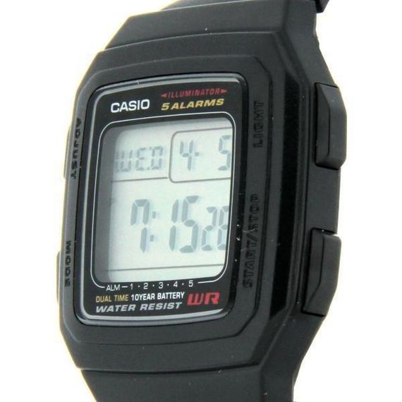 Спортивні чоловічі кварцові наручні годинники Casio оригінал Японія Collection F-201WA-1AEG з полімерним | Зображення 1