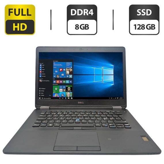 Ноутбук Б-класс Dell Latitude E7470 / 14" (1920x1080) IPS / Intel Core i5-6300U (2 (4) ядра по 2.4 - 3.0 GHz) / 8 GB DDR4 / 128 GB SSD / Intel HD Graphics 520 / WebCam / Fingerprint  б/у