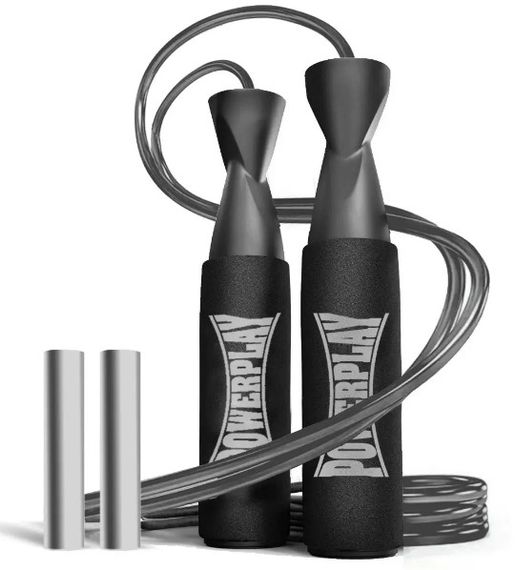 Скакалка швидкісна PowerPlay 4211 X ROPE з обтяжувачами (120 г*2) Чорна 3 м (PP_4211)