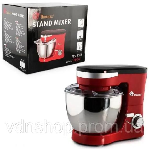 Миксер Domotec MS-1368 / скоростей 6 / чаша 4л / 1500W | Зображення 7