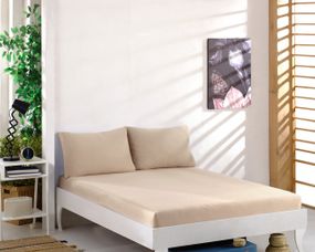 Простынь 180x200см трикотаж (джерси) на резинке с наволочками Коричневая