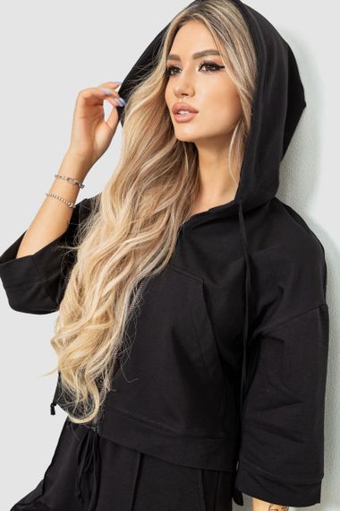 Спорт костюм жіночий двонитка, колір чорний, 102R5247 | Зображення 4