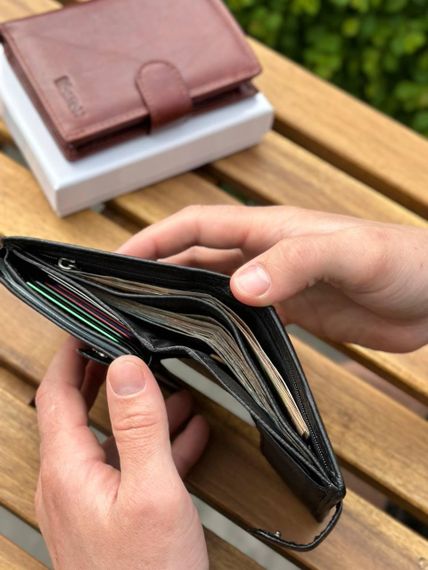 Чоловічий шкіряний гаманець люкс, чоловіче портмоне натуральна шкіра HORTON 301B | Зображення 4