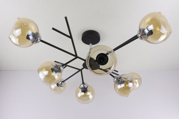 Люстра стельова на 8 лампочок 25022 Чорний 34х85х85 см. | Зображення 2