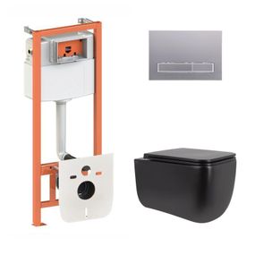 Готовое решение Qtap для ванной комнаты: подвесной унитаз Gemini Ultra Quiet 530х365х373+ комплект инсталляции Nest 4 в 1