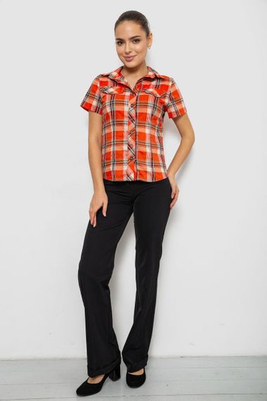 Сорочка жіноча в клітку, колір помаранчевий, 230R061-11 | Зображення 1