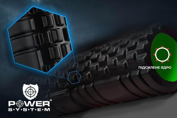 Масажний ролик (роллер) Power System PS-4050 Fitness Foam Roller Black/Green (33x15см.) | Зображення 9