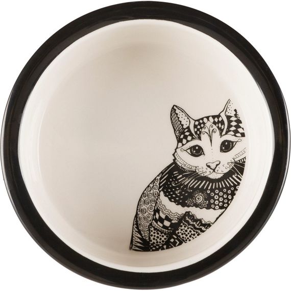 Миска Trixie для котів Zentangle керамічна чорно-біла 12 см 0,3 л | Зображення 1