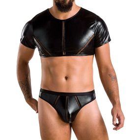 Комплект чоловічої білизни під латекс Passion Set Peter XXL/XXXL, чорний, кроп-топ, стринги