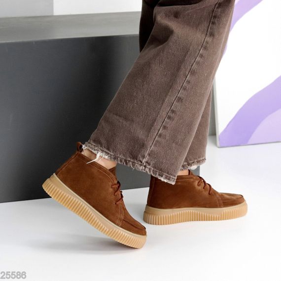 Руді черевики дезерти в стилі casual натуральна замша на потовщеній підошві | Зображення 5