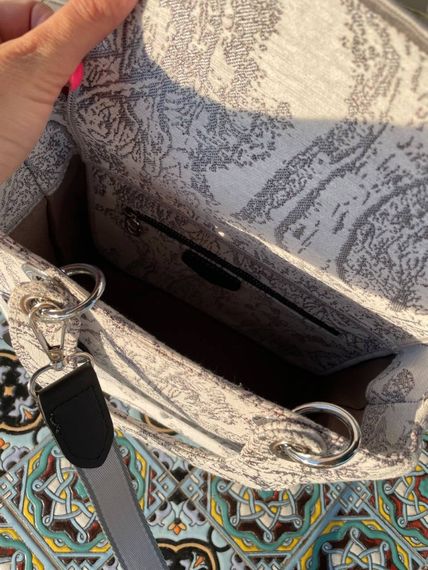Жіноча текстильна сумка Christian Dior Lady D-Lite gray Діор сіра 080 | Зображення 5