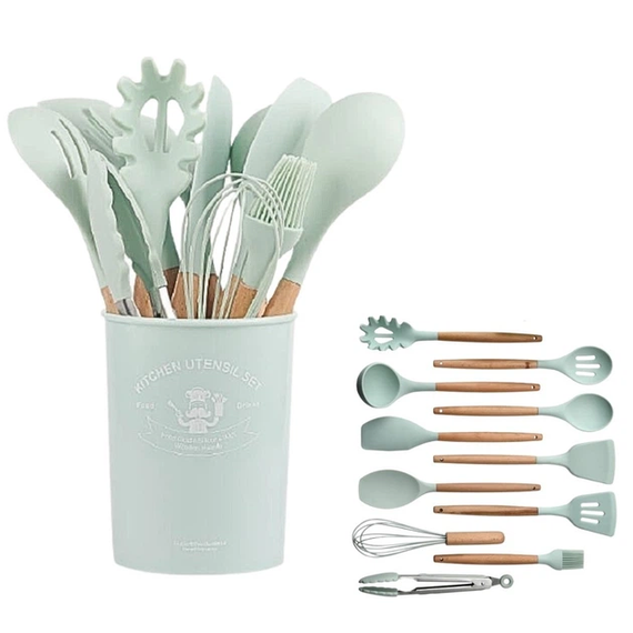 Набір кухонного приладдя силіконовий  Kitchen Set RB-2239 бірюзовий (12 предметів)