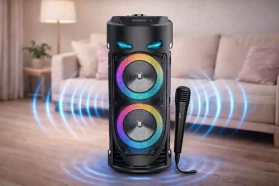 Портативная Bluetooth-колонка Sing-e ZQS4239 с LED-подсветкой / Беспроводная колонка для вечеринок с микрофоном 30W
