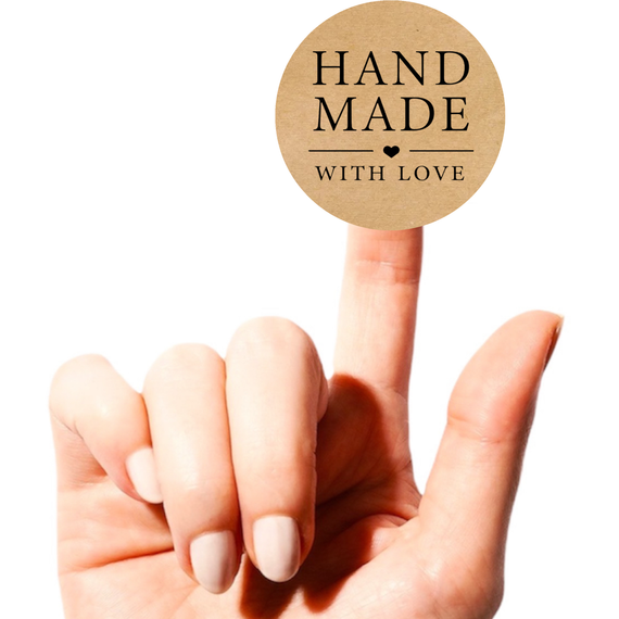 Этикетка наклейка круглая крафт "Handmade 1", Диаметр 50 мм, 250 шт/рулон, Viskom | Зображення 1