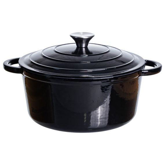 Каструля чавунна емальована 5 л, чорний Yiwu HP-FLG-2 BLACK