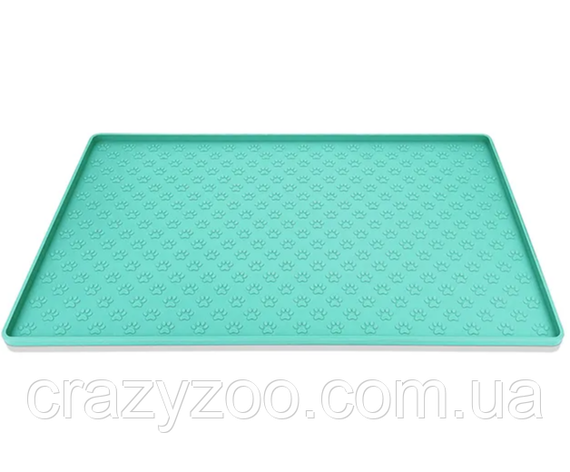 Силіконовий килимок під миску для собак та котів EcoToys бірюзовий 48х30 см 800317