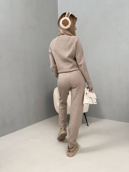 Женский теплый прогулочный костюм из ангоры кофта и штаны, LK144 цвет бежевый, размер 46/48 | Зображення 1