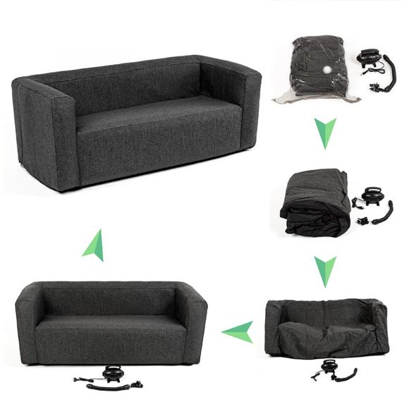 Комплект надувних меблів диван і 2 крісла Сірий SW-00002659 | Зображення 7