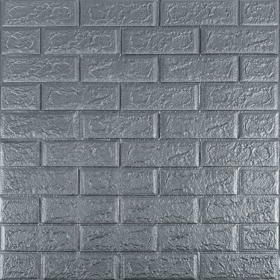 3D панель самоклеюча 700х770х5мм цегла Срібло (017-5) SW-00000038