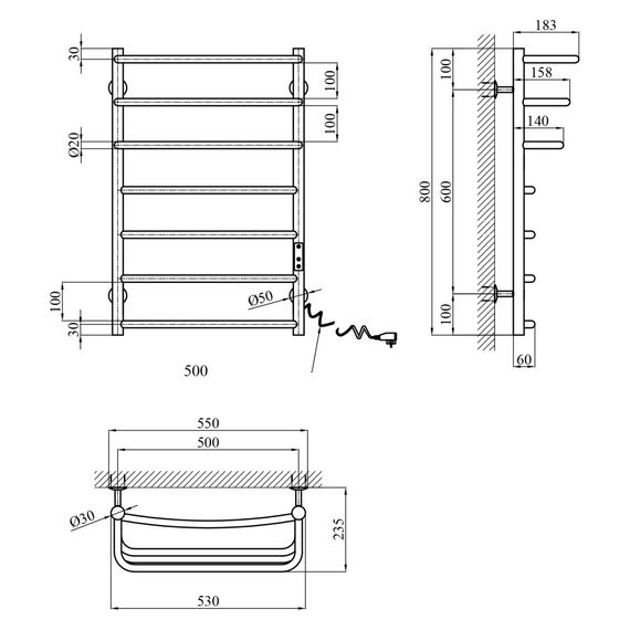 Сушарка для рушників електрична Kroner KRP Prima ER800x500-7 (CV036337) | Зображення 5